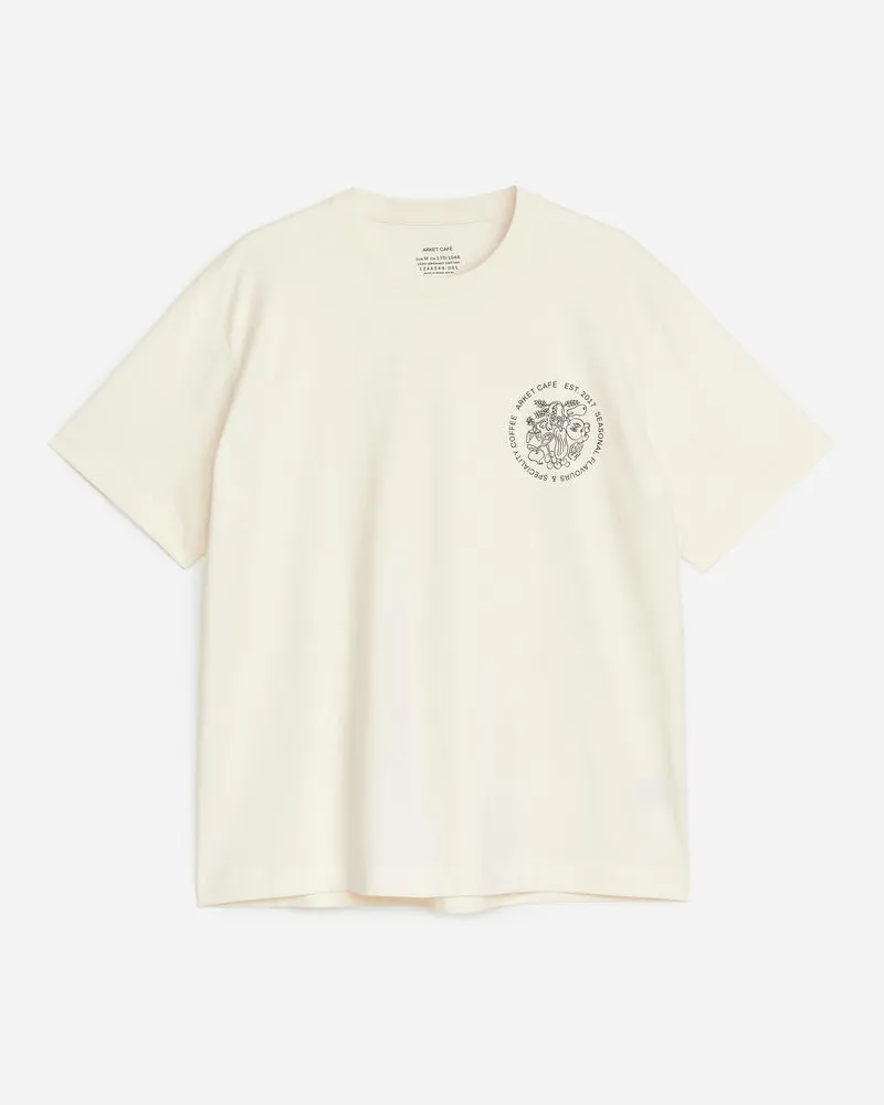 Arket Café T-Shirt Mit Print - Weiß|Mehrfarbig Cremeweiß