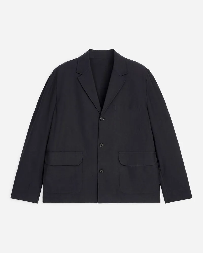 Arket Hopsack-Blazer Aus Baumwolle -Blau Blau