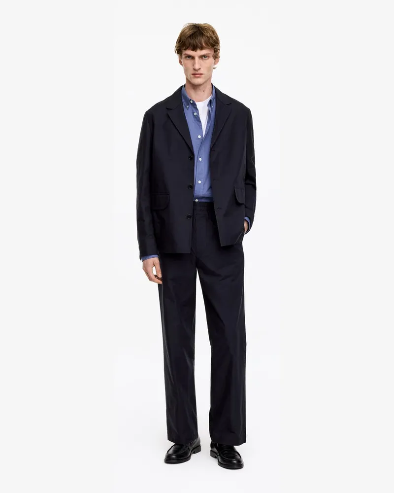 Arket Hopsack-Blazer Aus Baumwolle -Blau Blau