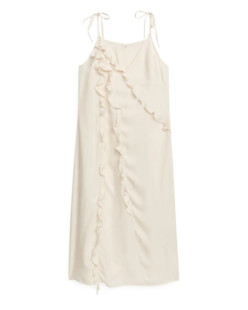 Arket Midi-Trägerkleid Mit Rüschen - Weiß Cremeweiß