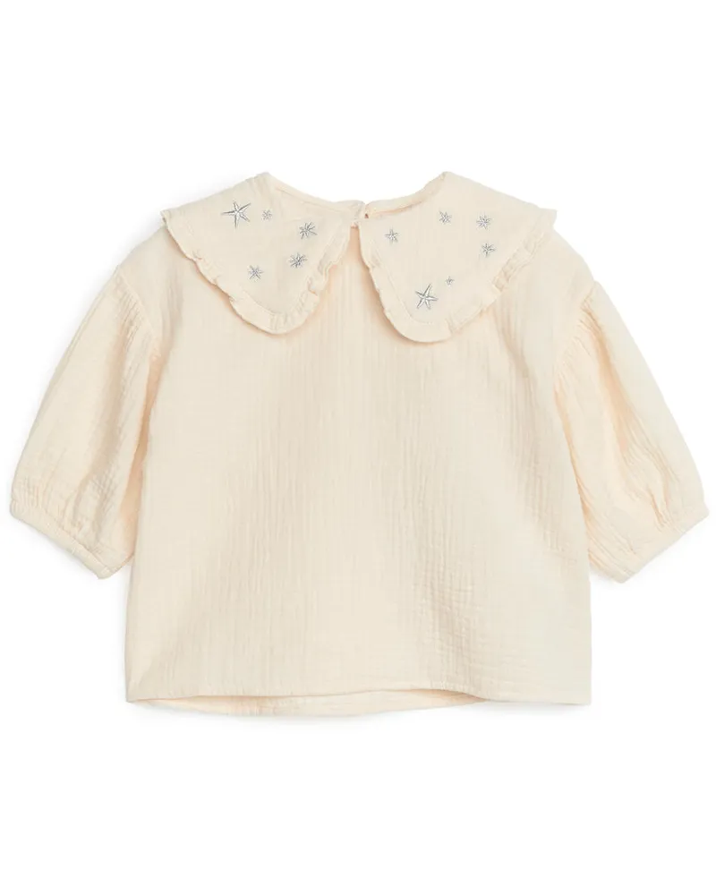 Arket Bluse Aus Nesseltuch Mit Rüschenkragen -Beige Beige