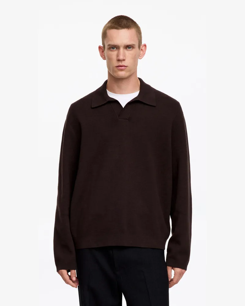 Arket Poloshirt Aus Baumwolle Und Seide -Braun Braun