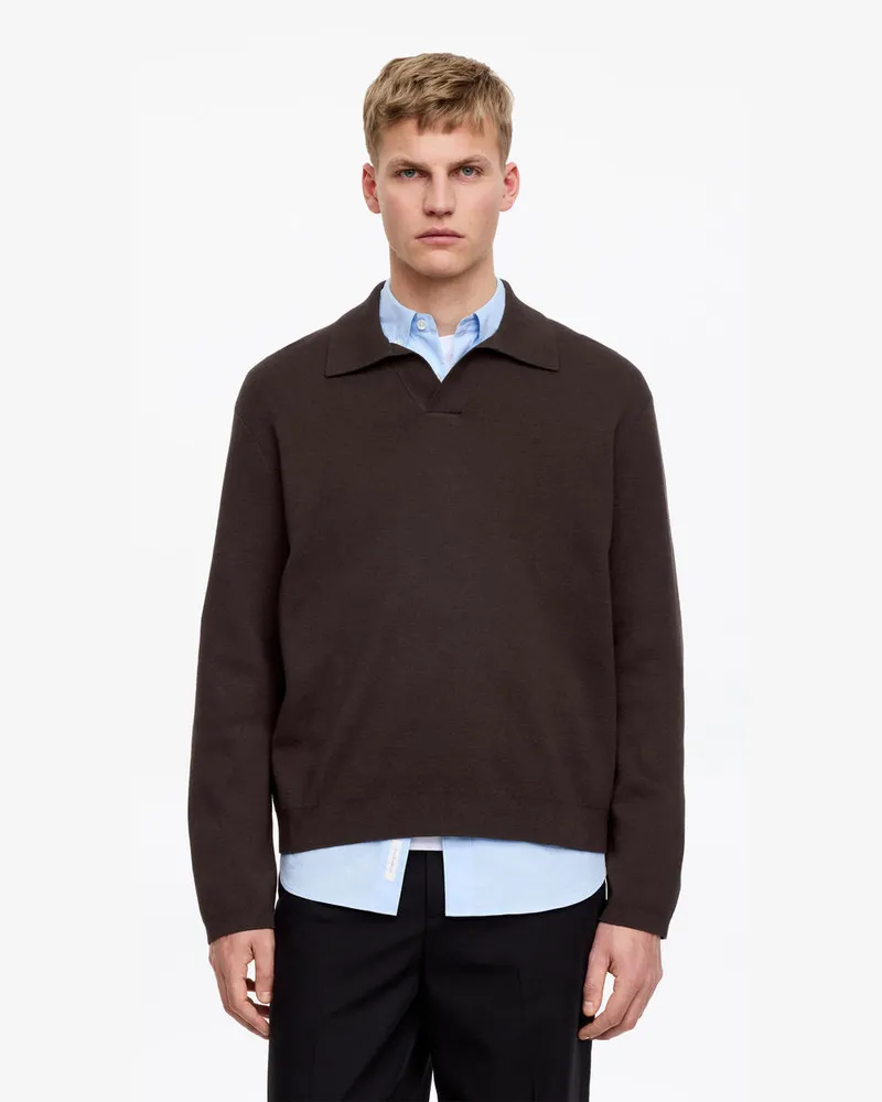 Arket Poloshirt Aus Baumwolle Und Seide -Braun Braun