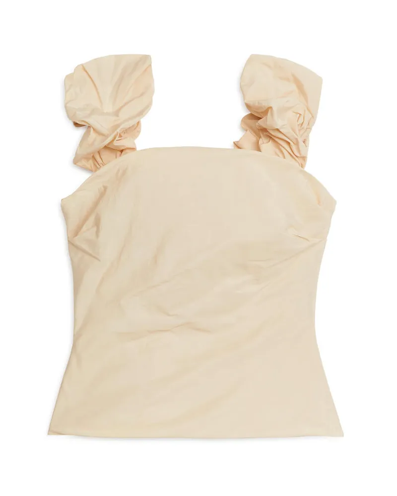 Arket Gerafftes Röhrenoberteil Aus Taft - Beige Beige