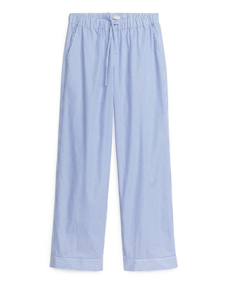 Arket Pyjamahose Aus Popeline - Blau|Mehrfarbig|Weiß Blau