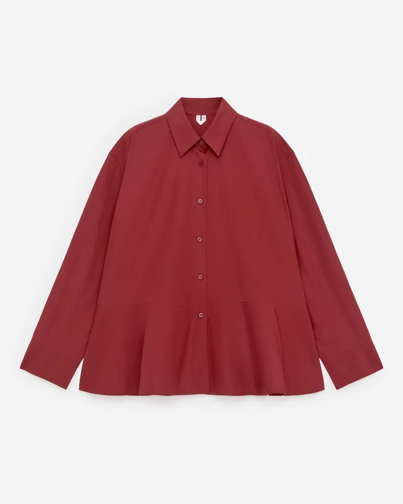 Arket Baumwollbluse Mit Schößchen -Rot Rot