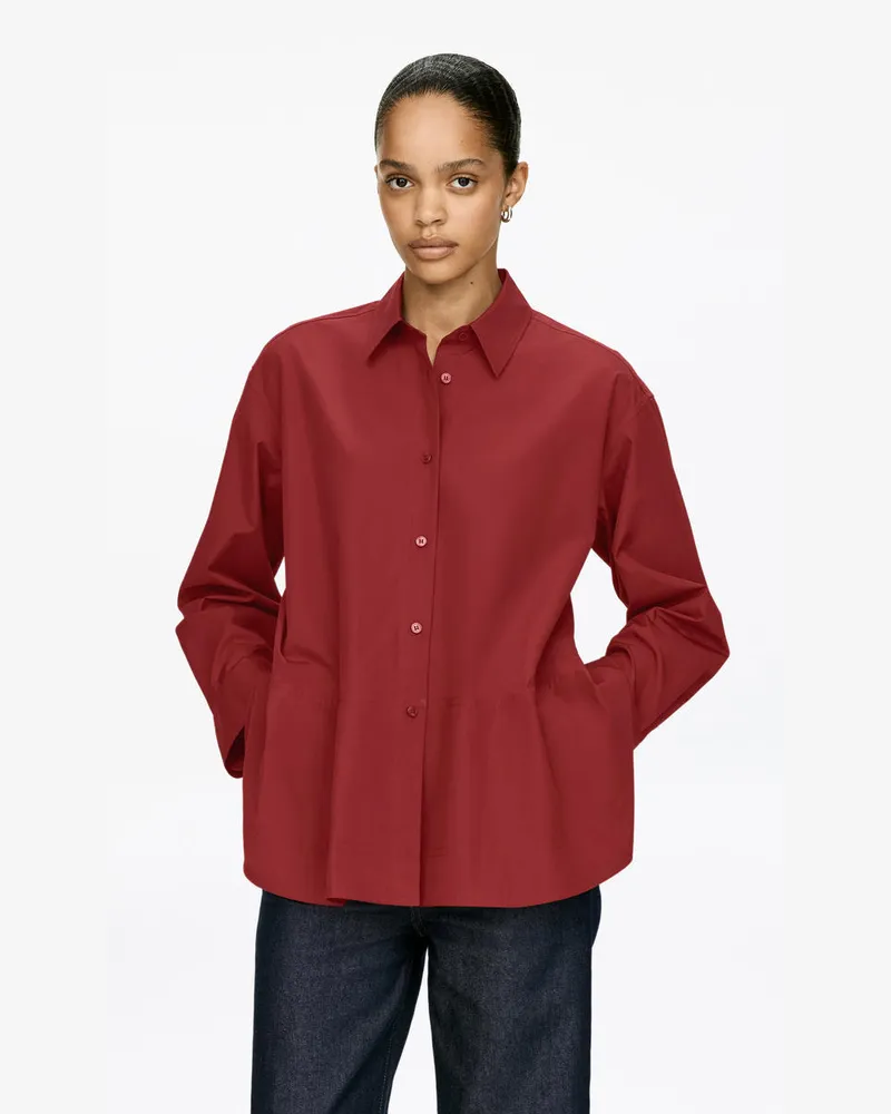 Arket Baumwollbluse Mit Schößchen -Rot Rot