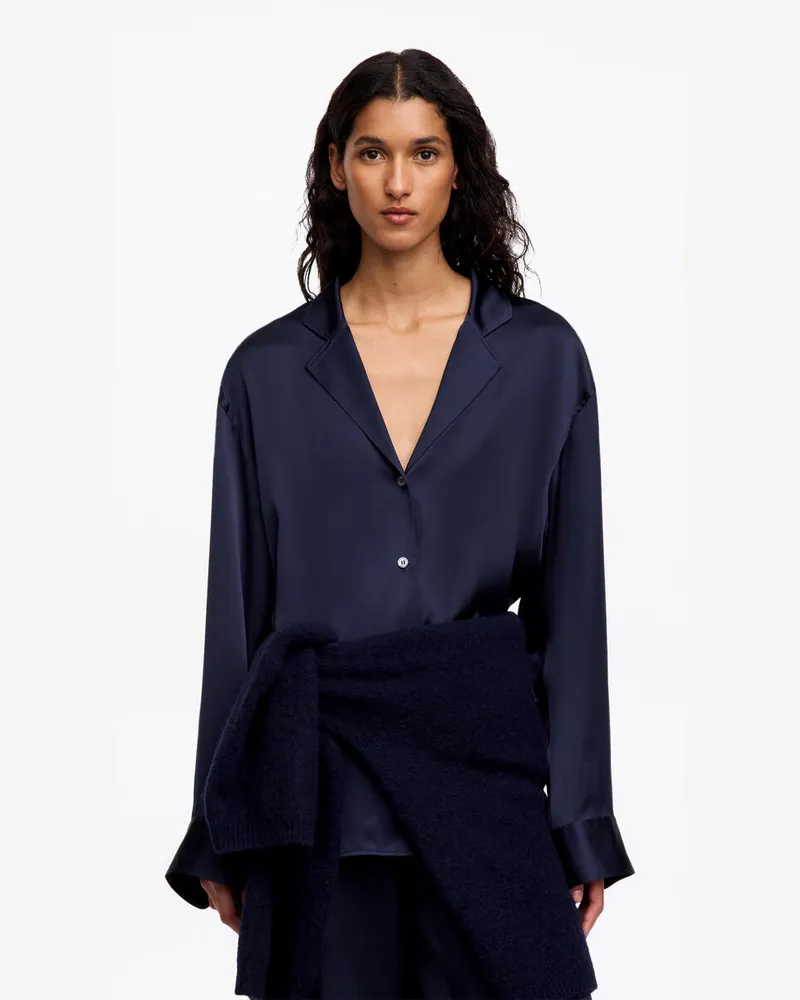 Arket Hemd Aus Seidensatin -Blau Blau