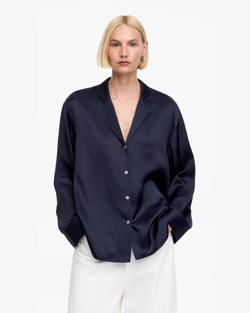 Arket Hemd Aus Seidensatin -Blau Blau