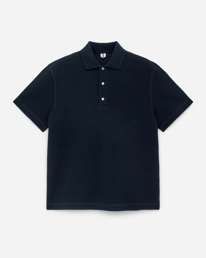 Arket Poloshirt Mit Waffelmuster - Blau Dunkelblau