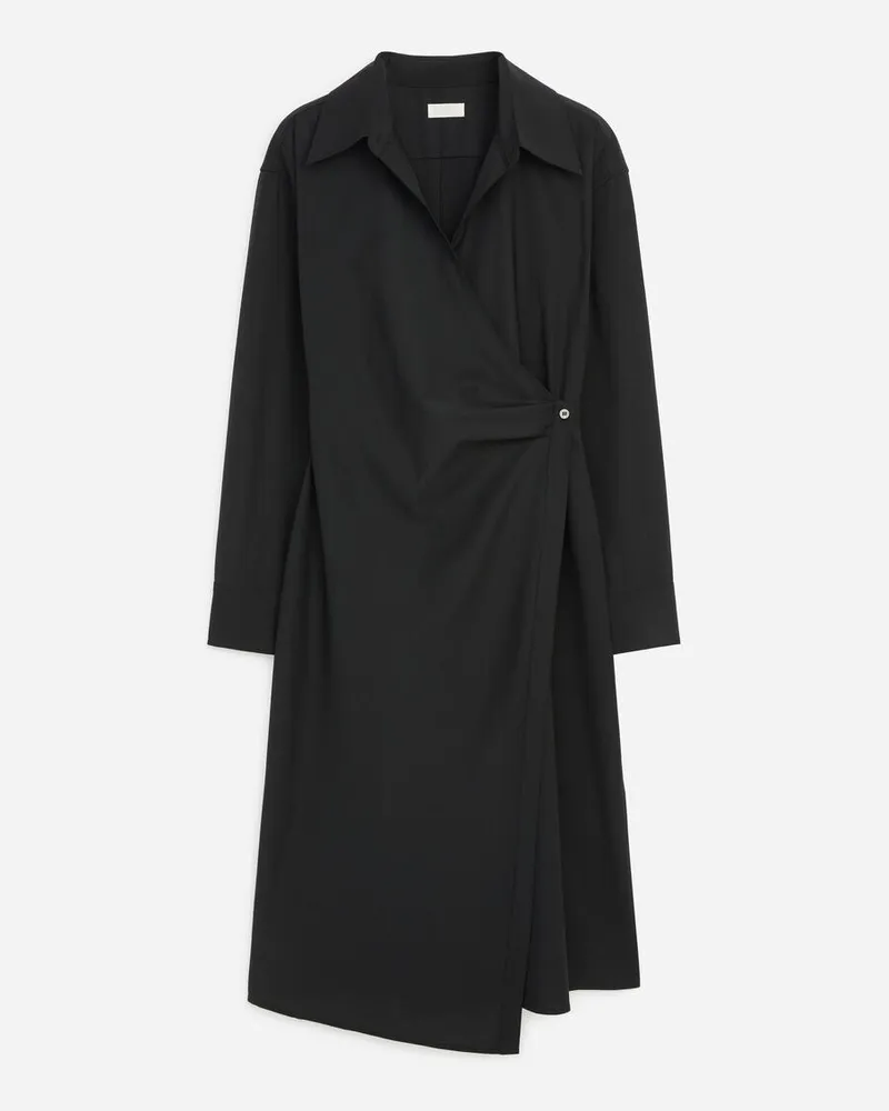 Arket Wickel-Hemdblusenkleid -Schwarz Schwarz