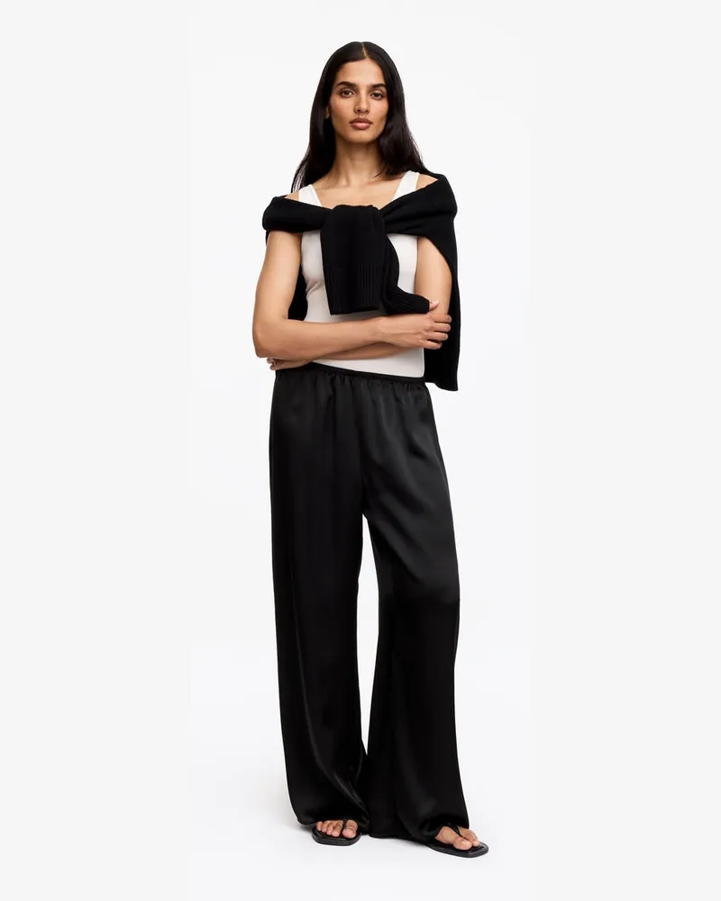 Arket Hose Aus Seidensatin -Schwarz Schwarz
