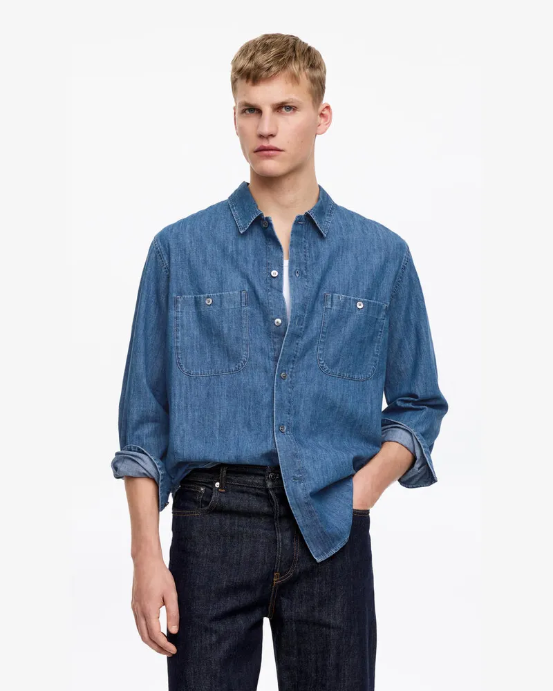 Arket Lockeres Jeanshemd -Blau Blau