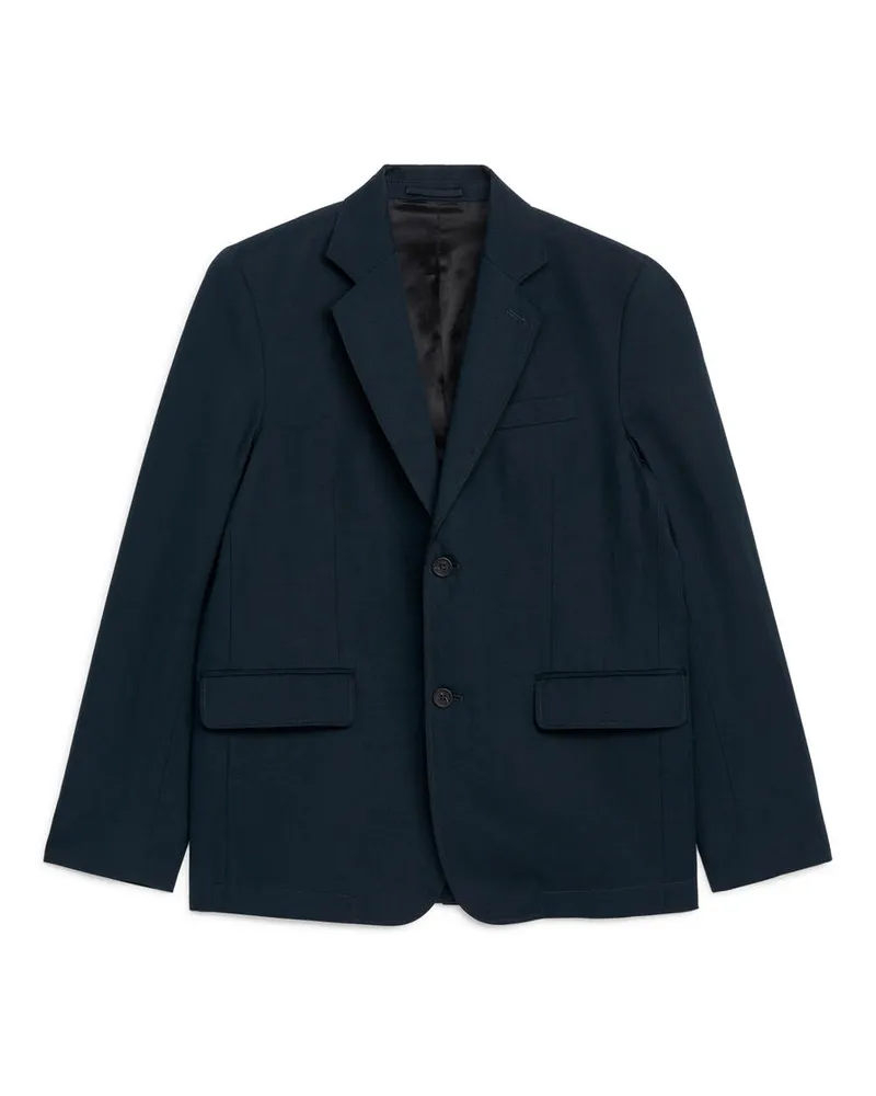 Arket Blazer Aus Leinenmischung - Blau Dunkelblau