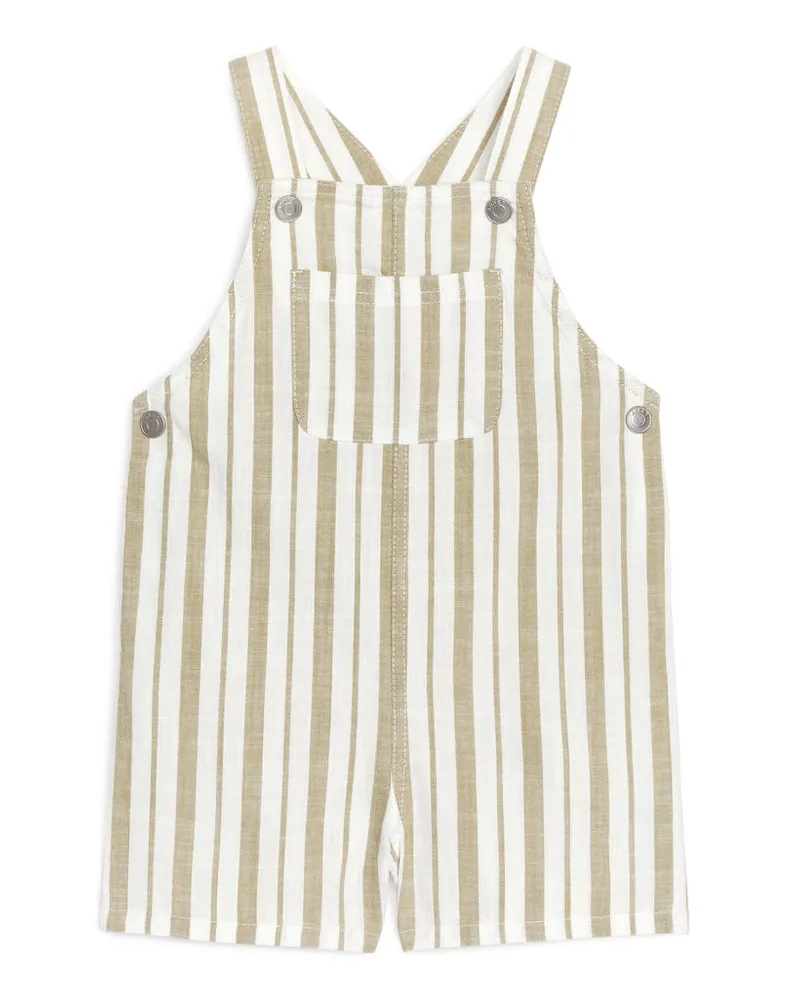 Arket Kurze Latzhose - Beige|Mehrfarbig|Weiß Weiß