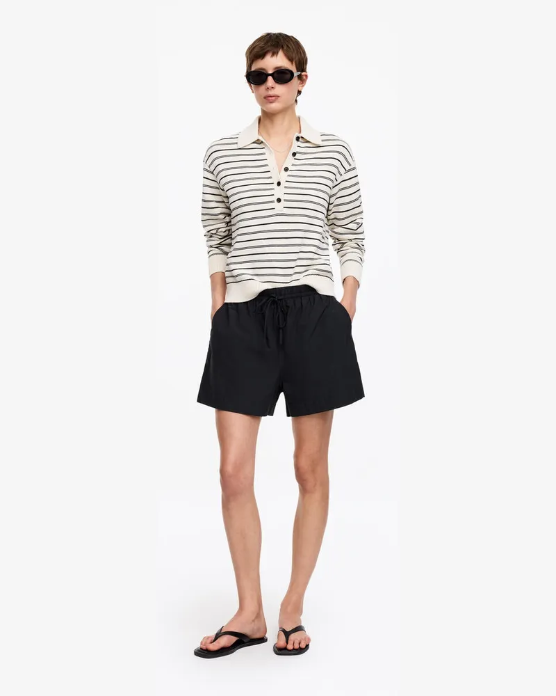 Arket Popeline-Shorts Mit Kordelzug -Schwarz Schwarz