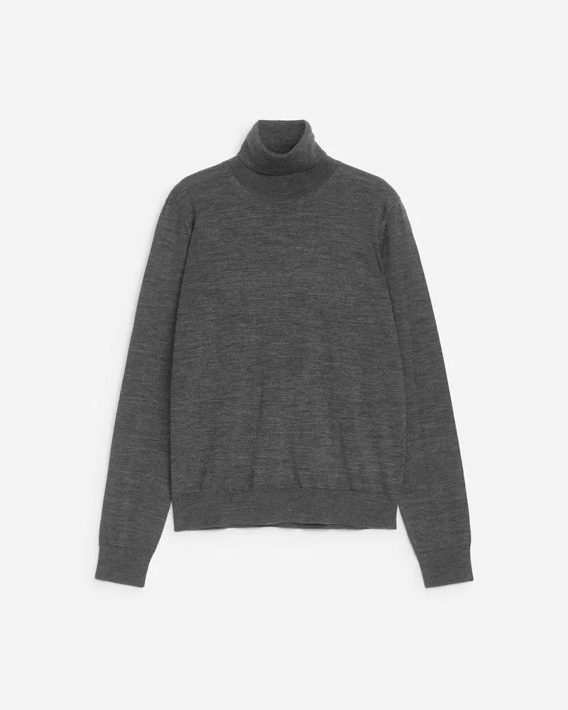 Arket Rollkragenpullover Aus Merinowolle - Grau Dunkelgrau