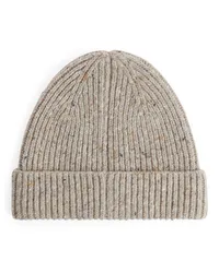 Arket Rippstrick-Beanie aus Wollmischung Beige