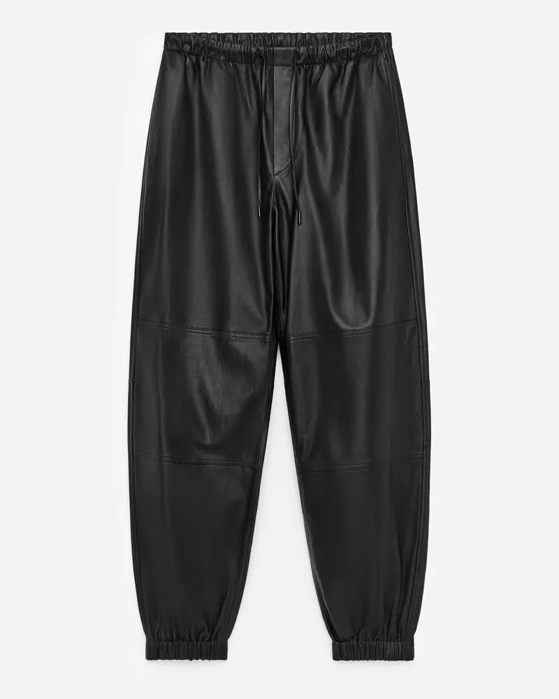Arket Lederhose Mit Barrel Leg -Schwarz Schwarz
