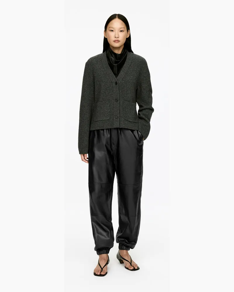 Arket Lederhose Mit Barrel Leg -Schwarz Schwarz