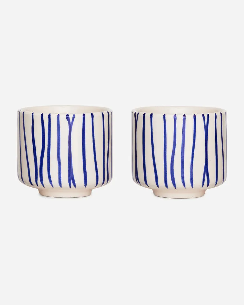 Arket Steinguttassen Im 2Er-Set - Blau|Mehrfarbig|Weiß Blau