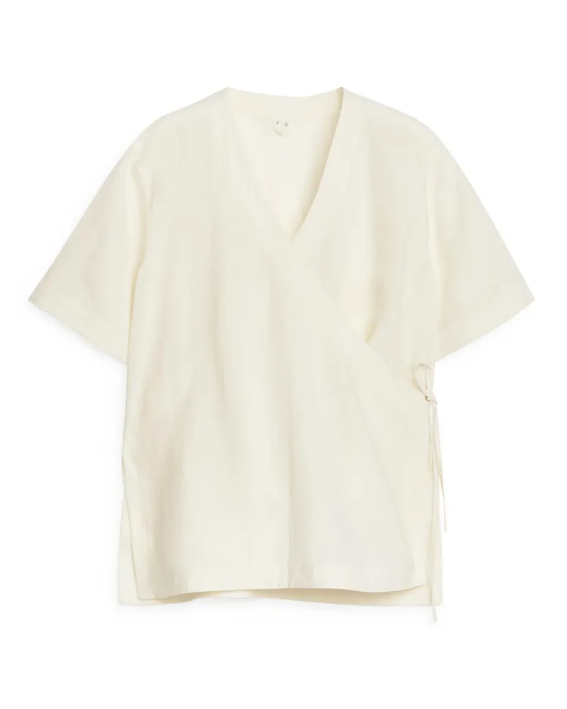 Arket Wickelbluse Aus Lyocell Und Leinen - Beige|Weiß Weiß
