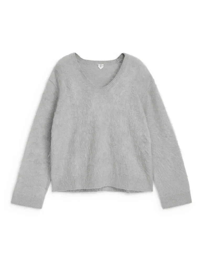 Arket Pullover Aus Mohair Und Wolle - Grau Grau