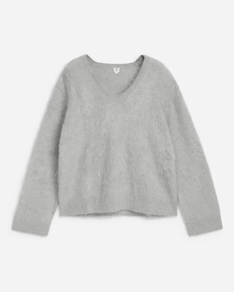 Arket Pullover Aus Mohair Und Wolle -Grau Grau
