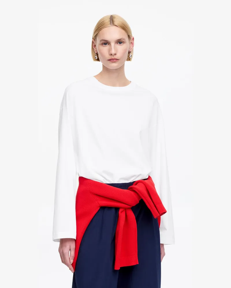 Arket Oversized-T-Shirt Mit Langen Ärmeln -Weiß Weiß