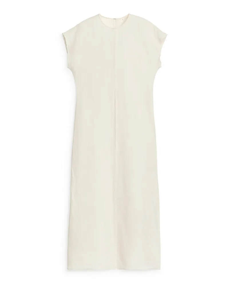 Arket Kleid Mit Flügelärmeln - Weiß Weiß