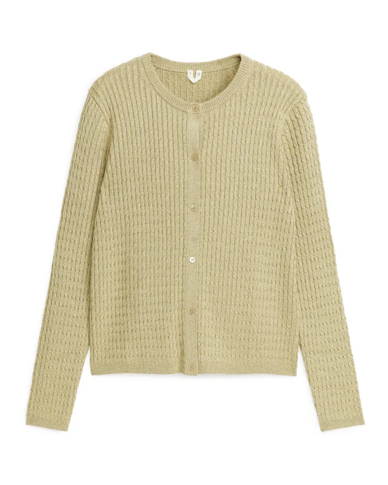 Arket Strickjacke Mit Zopfmuster - Beige|Gelb Beige