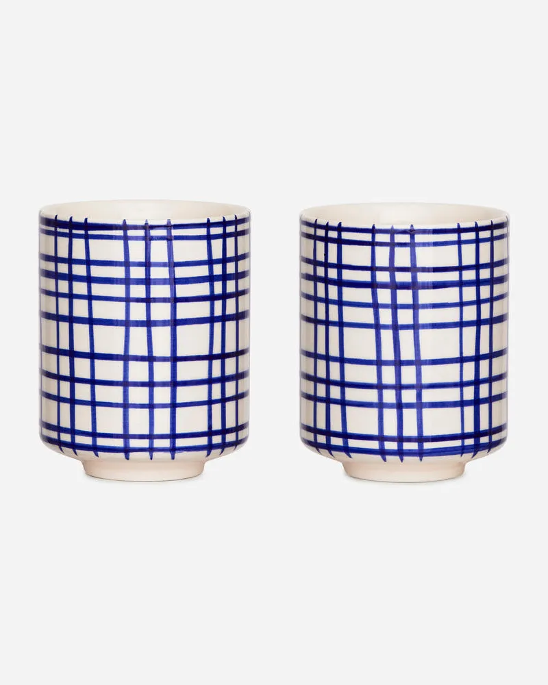 Arket Steinguttassen Im 2Er-Set - Blau|Mehrfarbig|Weiß Blau