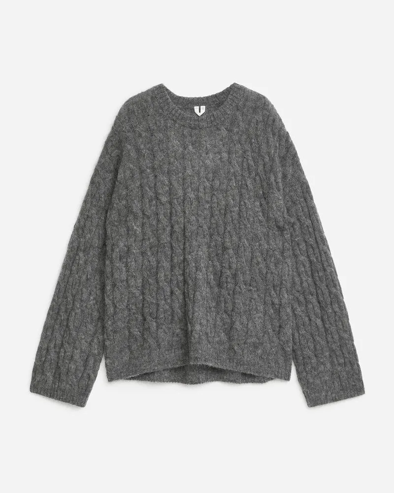 Arket Pullover Aus Mohair Und Wolle - Grau Dunkelgrau