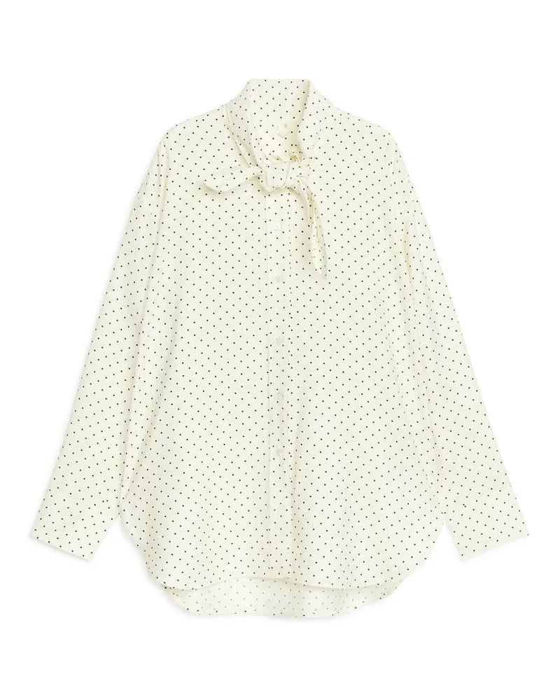 Arket Bluse Mit Schleife - Weiß|Mehrfarbig Weiß