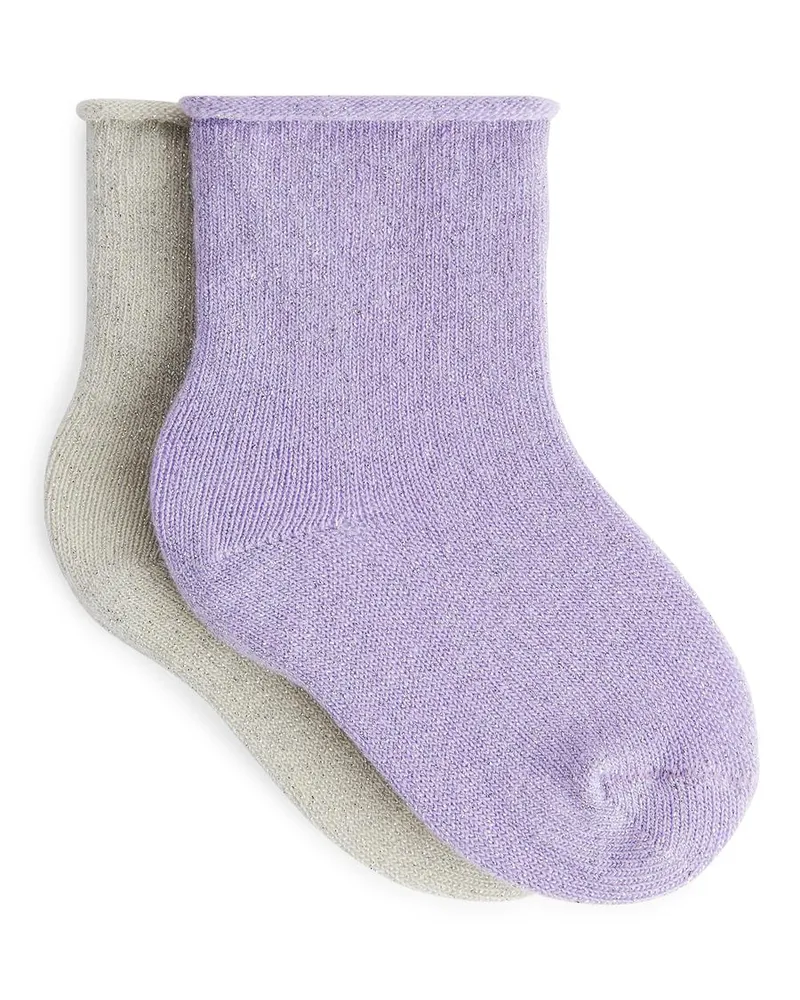 Arket Glitzersocken Für Babys, 2 Paar - Mehrfarbig|Lila|Silberfarben Violett