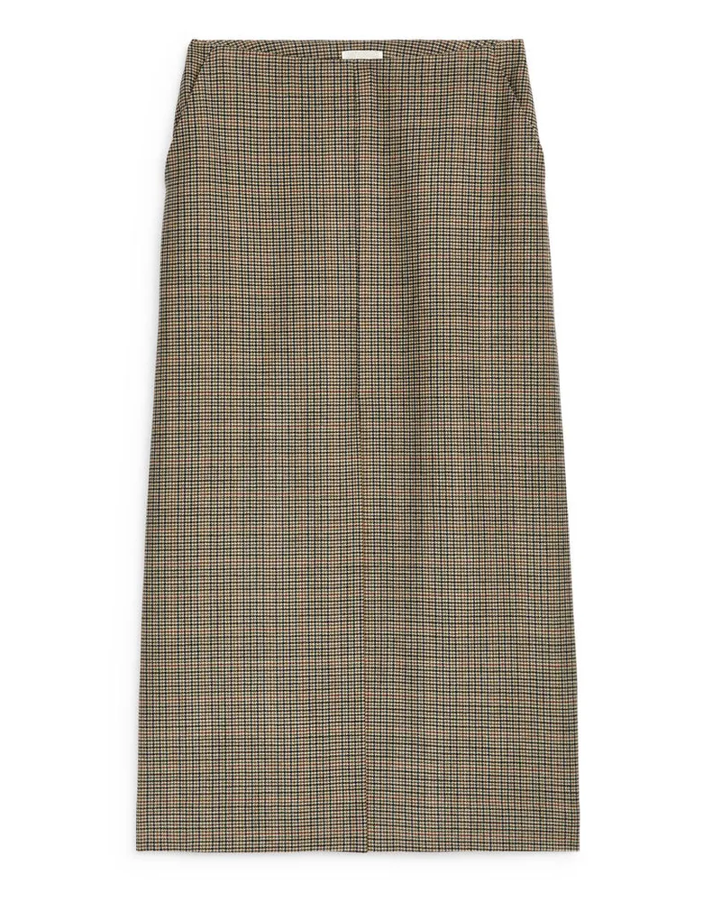 Arket Karierter Bleistiftrock Aus Wolle - Beige Beige