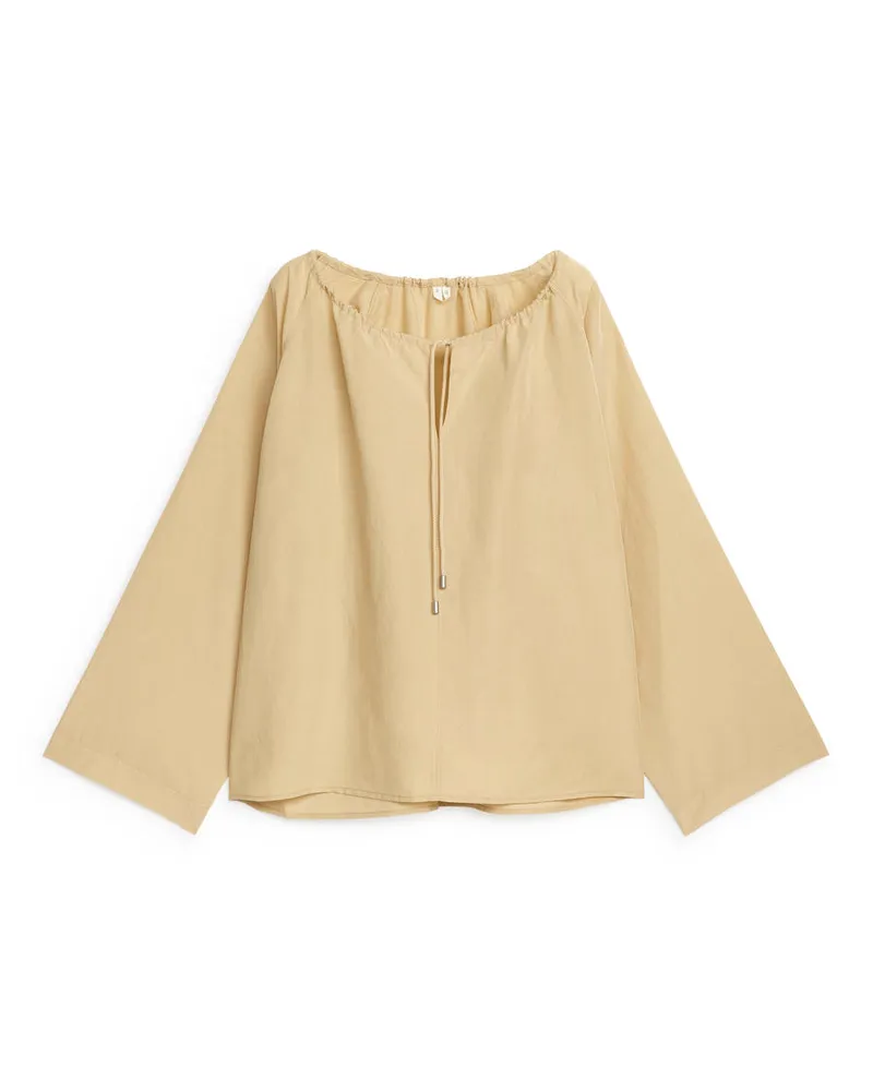 Arket Bluse Aus Lyocell Und Leinen - Gelb|Beige Gelb