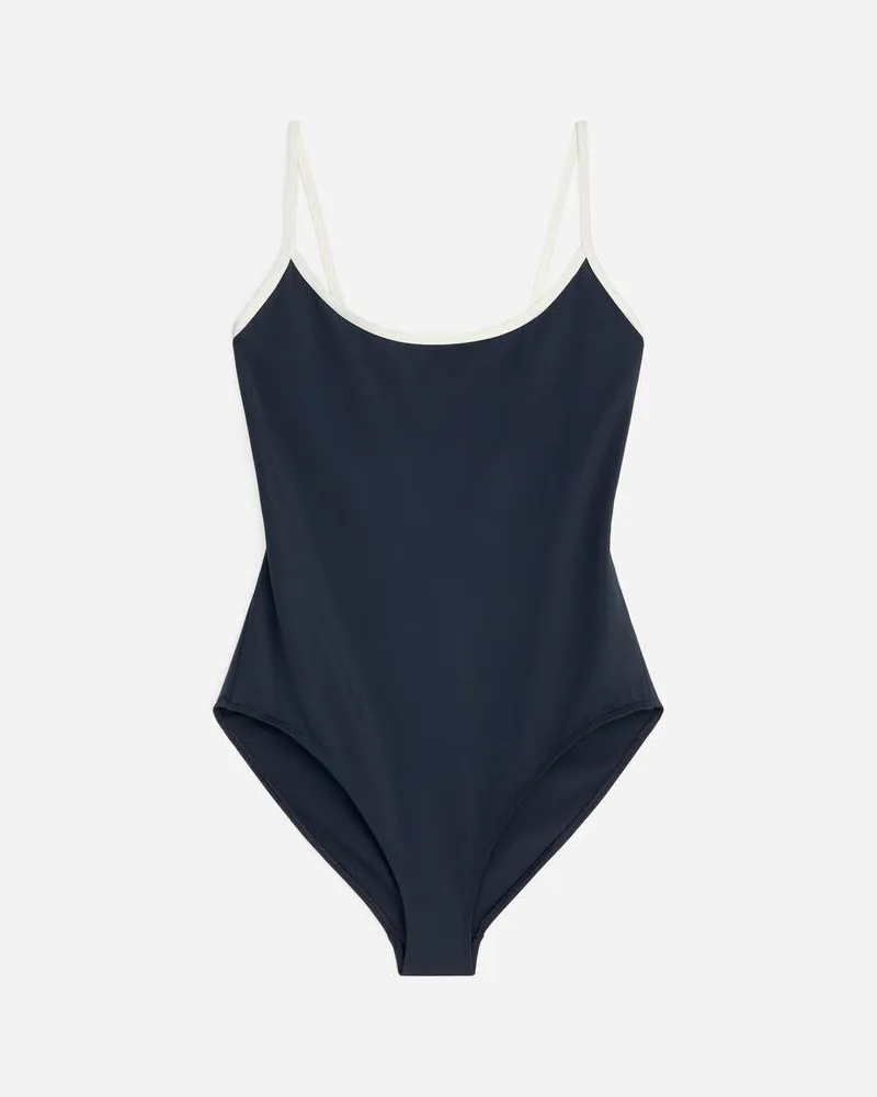 Arket Badeanzug Mit Kontrastfarbigen Trägern -Blau Blau