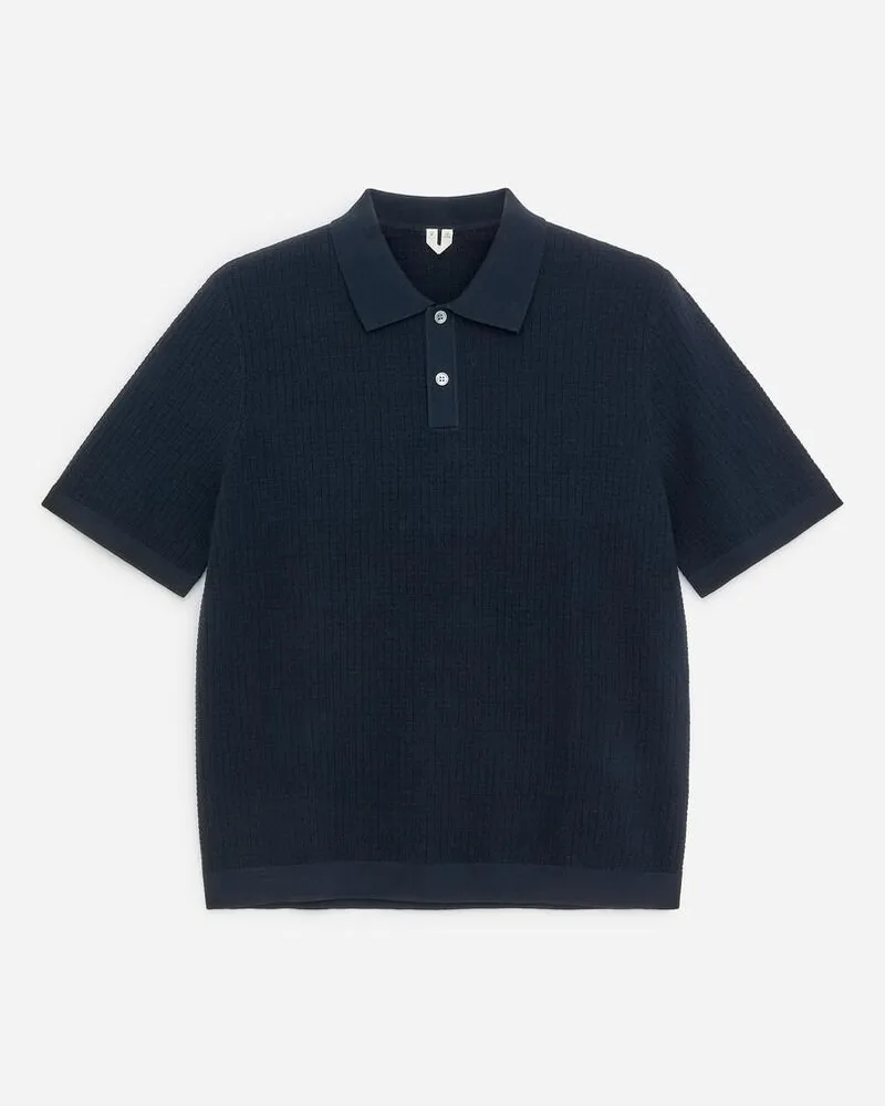 Arket Gestricktes Poloshirt Aus Baumwolle -Blau Blau