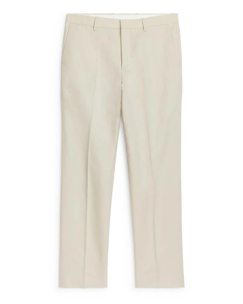 Arket Schmale Hose Aus Leinen Und Baumwolle -Beige Beige