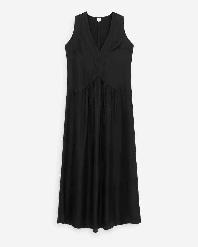 Arket Maxikleid Mit Organzadetail -Schwarz Schwarz