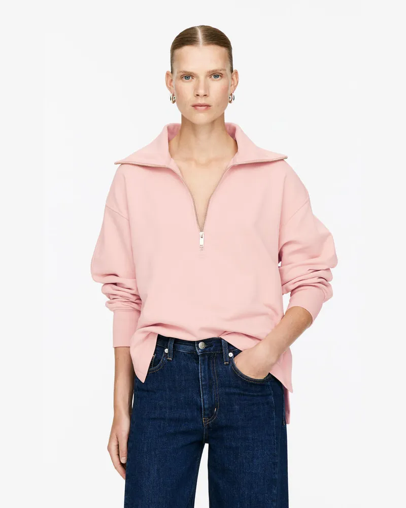 Arket Sweatshirt Mit Halbem Reißverschluss -Orange Orange