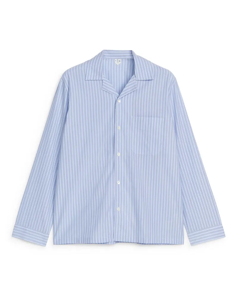 Arket Pyjamahemd Aus Baumwolle - Blau Hellblau