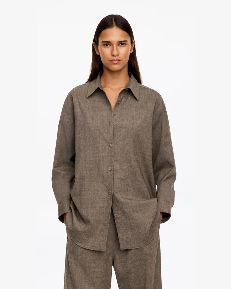 Arket Flanellhemd Aus Wollmischung -Braun Braun