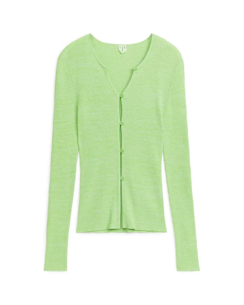 Arket Gerippte Strickjacke - Grün Hellgrün