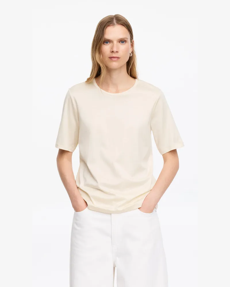 Arket T-Shirt Aus Lyocell Und Baumwolle -Weiß Weiß