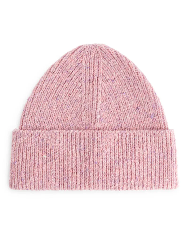 Arket Gerippte Beanie Aus Wollmischung - Rosa Rosa
