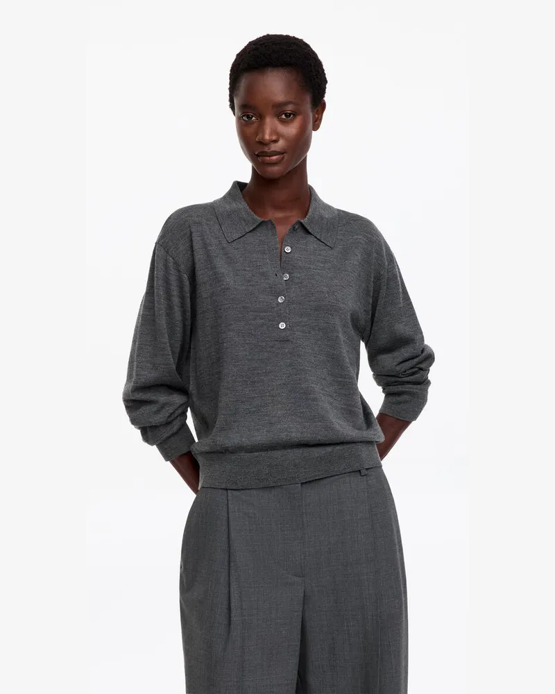 Arket Poloshirt Aus Merinowolle -Grau Grau