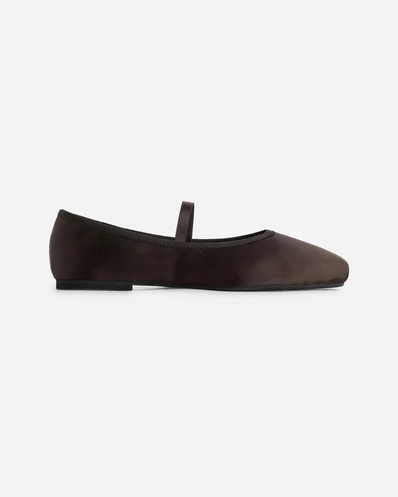 Arket Satin-Ballerina - Braun Dunkelbraun