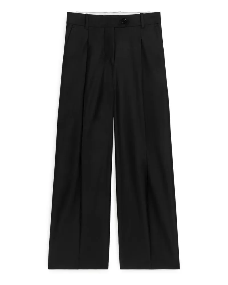 Arket Weite Hose Aus Wollmix - Schwarz Schwarz